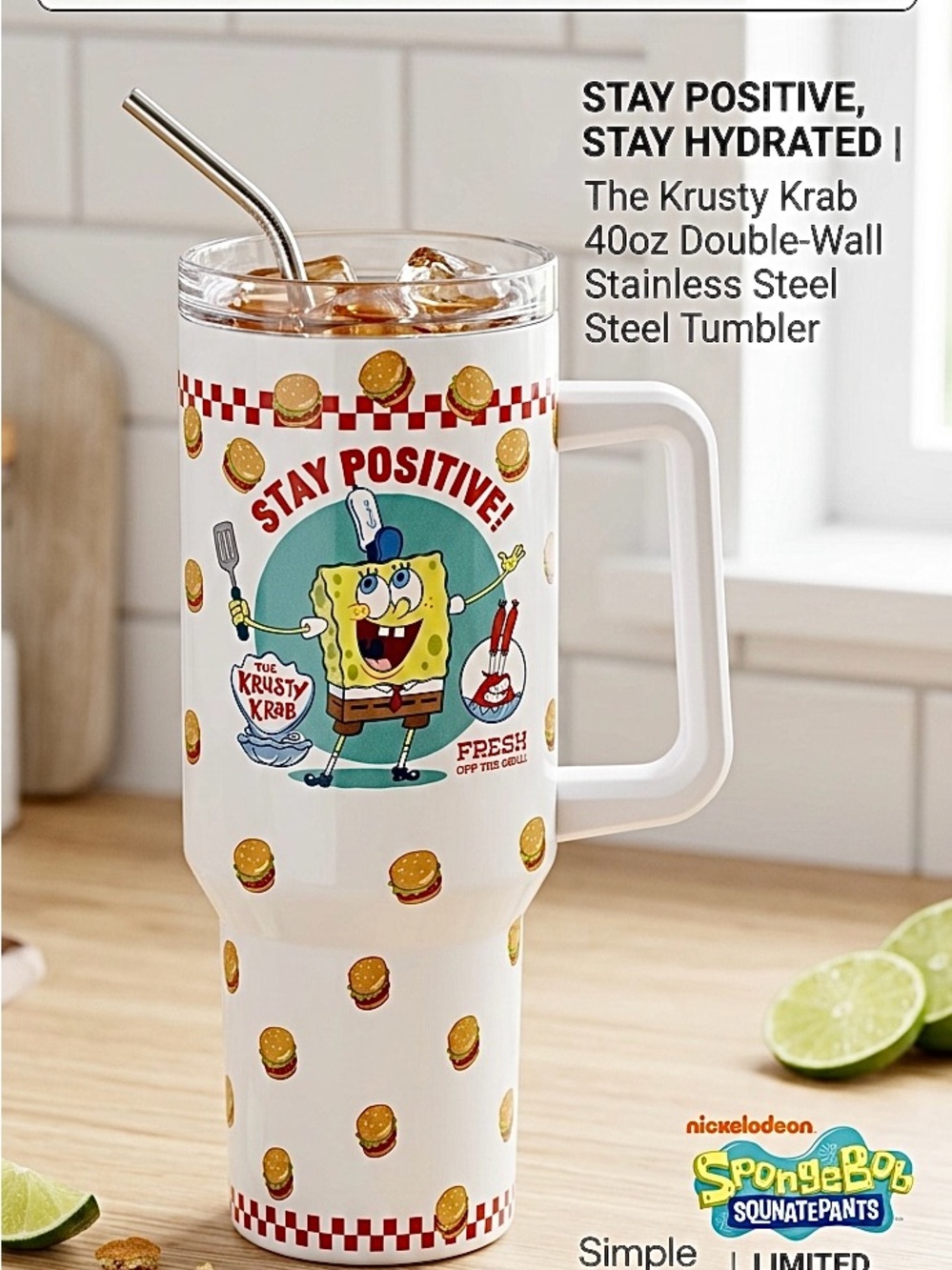 Stanley Spongebob Cartoon Water Tumbler